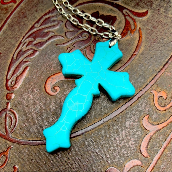 Turquoise Cross Necklace - Picture 3 of 8